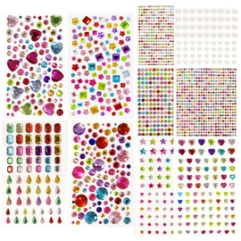 2785pcs Gem Stickers, Self Adhesive Gems for Crafts, Acrylic Bling Heart Stickers, Jewel Stickers Crafts self Adhesive, Assorted Shapes Jewels Rhinestones Stickers, Craft Supplies for Kids