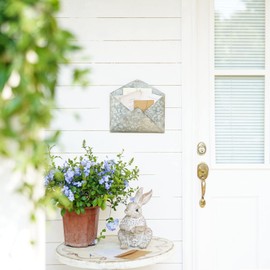 SOFFEE DESIGN Galvanized Mail Organizer - Wall Mount Metal Mail Holder - Envelope Shape Mail Holder for Wall - Paper Letter Magazine Storage - Home and Office Wall Decor - Hanging Letter Basket