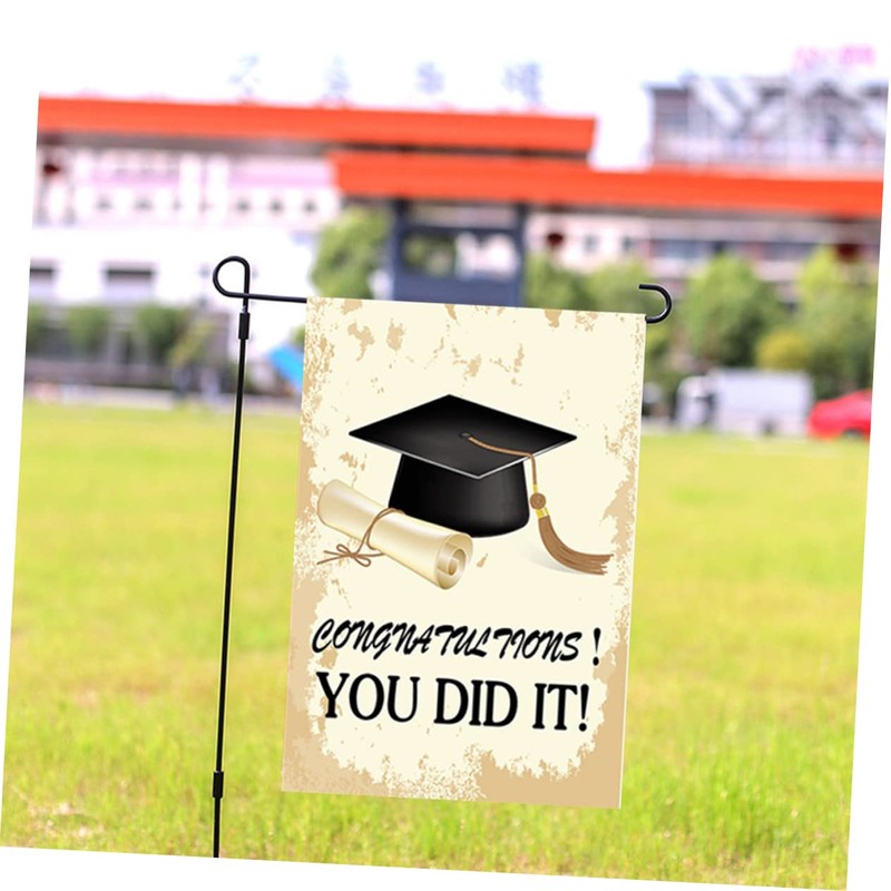 Mipcase 1pc Graduation Garden Flag Decorative Outdoor Banner Graduation Elements