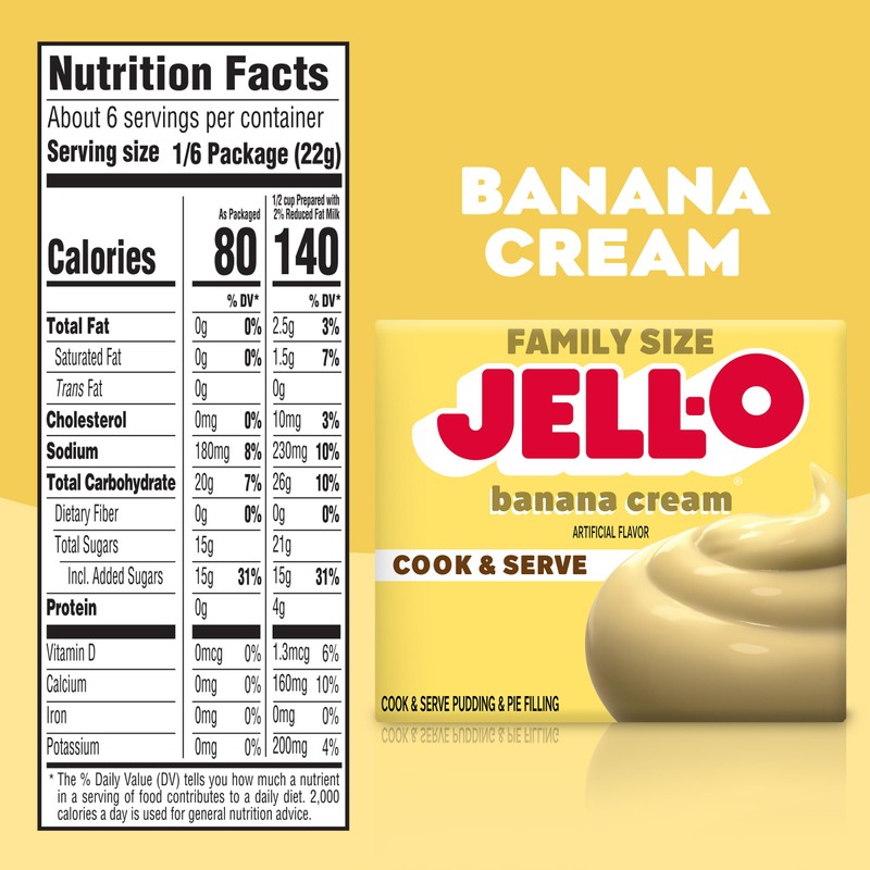 Jell-O Banana Cream Instant Cook & Serve Pudding 3.4 Oz