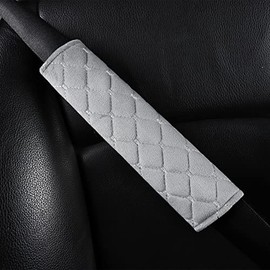 Tapha Plush Car Seat Belt Cover and Shoulder Pad Cushions Improve Driving Comfort, 2 PCS Included and Compatible with All Vehicles (Grey)