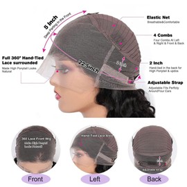 celaude Body Wave 360 Lace Front Wigs Human Hair Pre Plucked 360 Full Lace Frontal Human Hair Wigs for Women Hd Lace Wig with Baby Hair Around Natural Color 32 inch