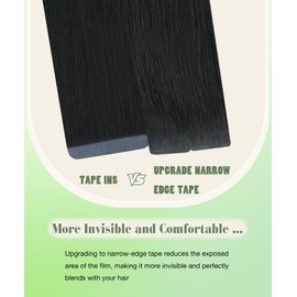 SURNEL Tape in Hair Extensions 18 inch Jet Black Human Hair Tape in Extensions for Women 20pcs 50g(#1-18)