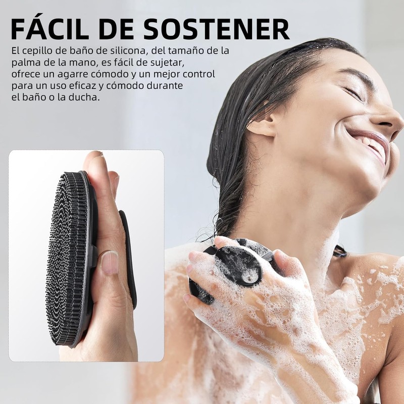 Set de 4 Cepillos Corporales de Silicona para Baño:Cepillo de