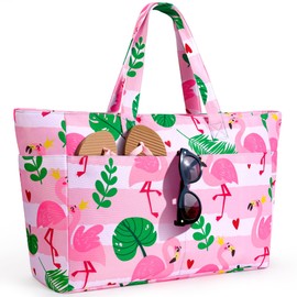 ISEYOU Extra Large Beach Bag, Waterproof Beach Totes Bags with Zipper, Pool Bag with Wet Compartment, Lightweight Foldable Large Weekender Bags for Women Men, Perfect for Pool Travel Vacation Gym