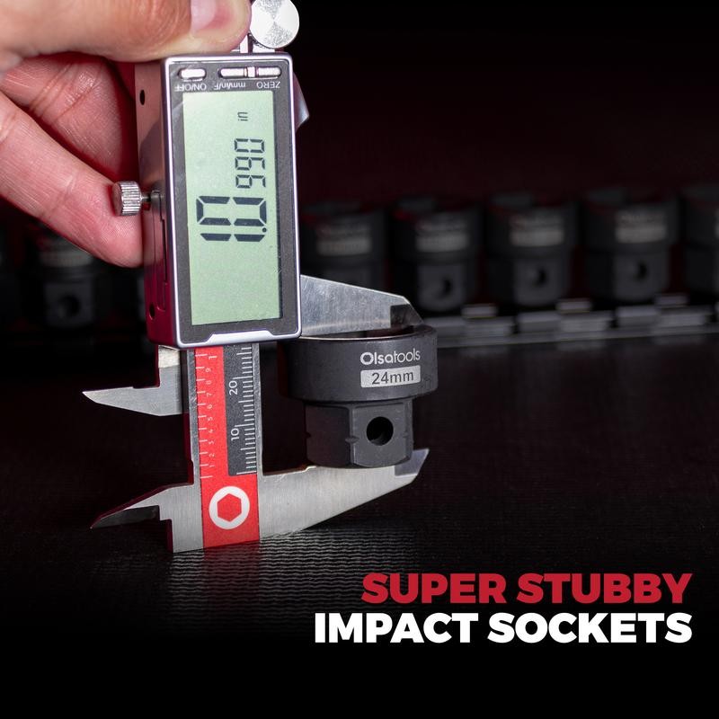Olsa Tools Stubby Impact Socket Sets - 3/8" or 1/2"