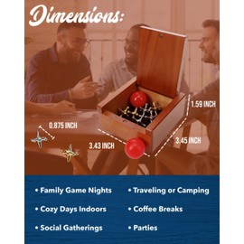 WE Games Metal Jacks Set – Classic Jacks Game with 2 Red Balls in Keepsake Wooden Box – Nostalgic Floor Game