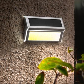 YOINGTAF Solar Deck Lights, Stainless Steel Material,Outdoor Garden Decor Lights, 6-Pack, 9 LED, Cold/Warm White Optional, Waterproof Rail Lighting (Warm White Light, Pack of 6)