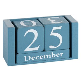 Obling Desk Calendar Wooden Manual Conversion Durable Chic Accessory for Home or Office (Blue)