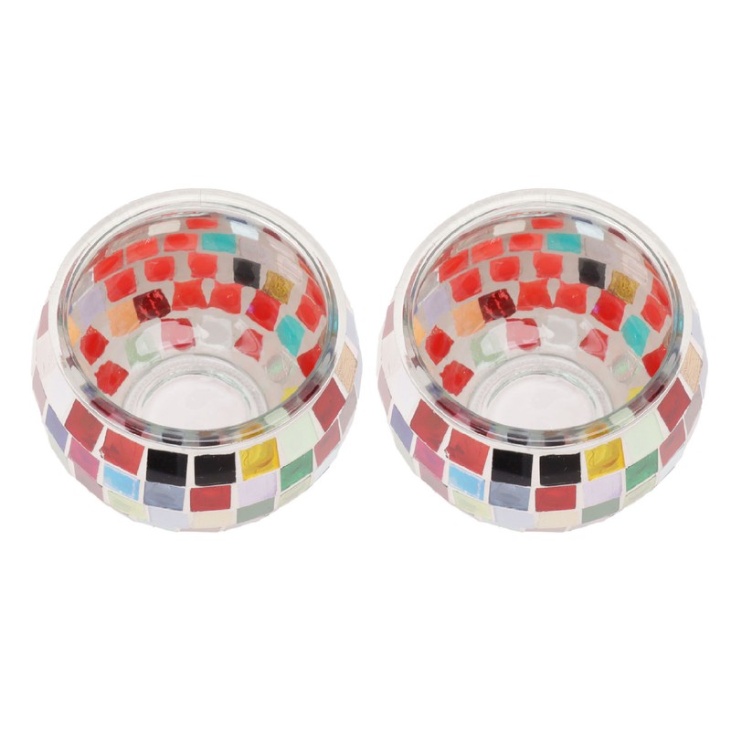 2PCS Mosaic Glass Tea Light Holder Romantic Deocrative Scented Candle
