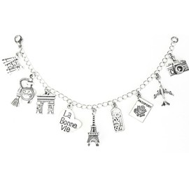 Paris Charm Bracelet or Necklace, Gift for Traveler to France