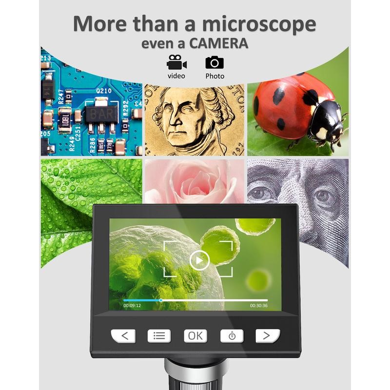 4.3" Coin Microscope - Aopick LCD Digital Microscope 1000X, 1080P