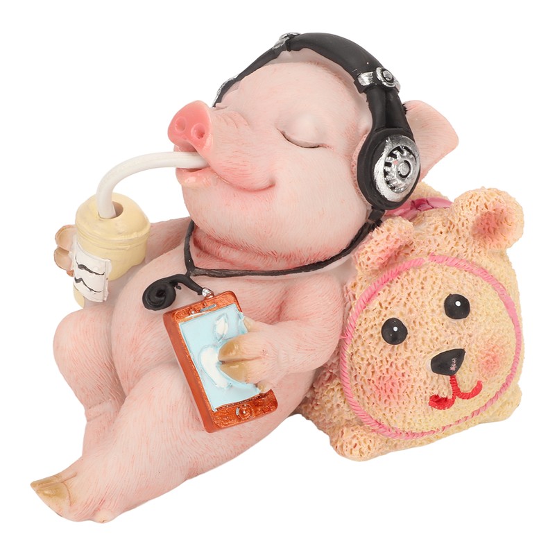 Pig Statue Mini Funny Casual Musical Resin Pig Art Figurine