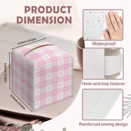 Pink Gingham Bow Decorative Leather Tissue Box Cover - Cute Tissue Holder Gifts for Women and Friends Funny Unique for Home Decor Decorative for Kitchen Bathroom Nightstands Office - A21