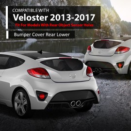 G-PLUS Bumper Cover Rear Lower Compatible with Hyundai Veloster 2013-2017 Fit Models with Rear Object Sensor Holes 866502V521, HY1115117 Black
