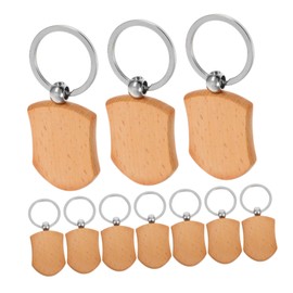 CORHAD Wood Keychains 10pcs Shield Shaped Engraving Blanks for DIY Craft Projects Perfect Present