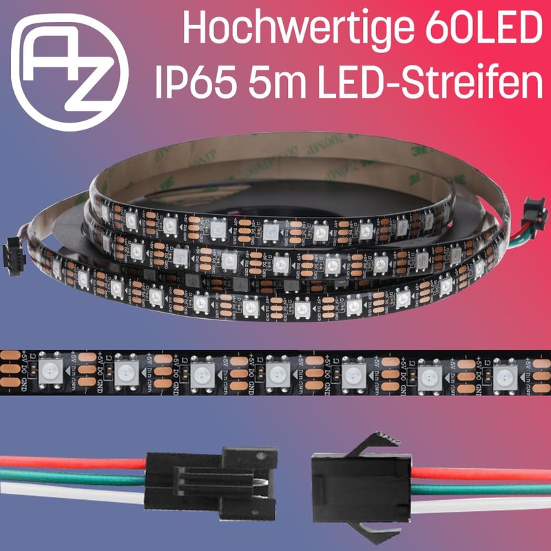 AZDelivery 5M WS2812B 60 LEDs/m 60 Pixels/m LED Strip RGB