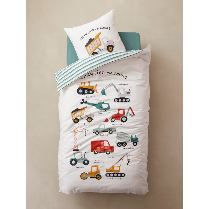 VERTBAUDET Children's Duvet Cover Set Magi Duvet Cover Engins White