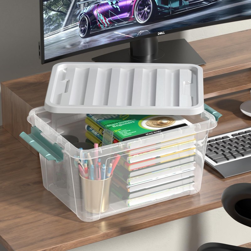 Doryh 20 Quart Clear Storage Box, Plastic Latching Bins with