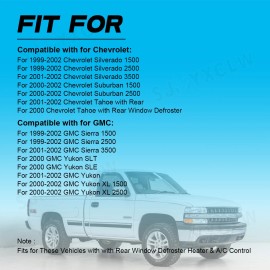 SJMYXCLW Front HVAC Climate Control Module 15054697 For GMC Sierra 1500/2500 2001-2002