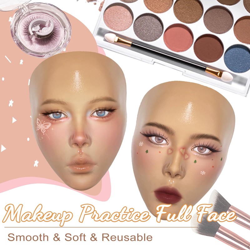 Banugo Makeup Practice Face Board, Silicone Makeup Mannequin Head for
