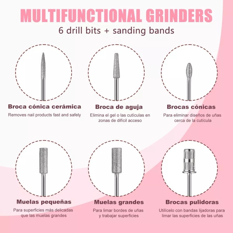 Urpow Pulidor Esmeril Drill Para Uñas Profesional Sets Manicura