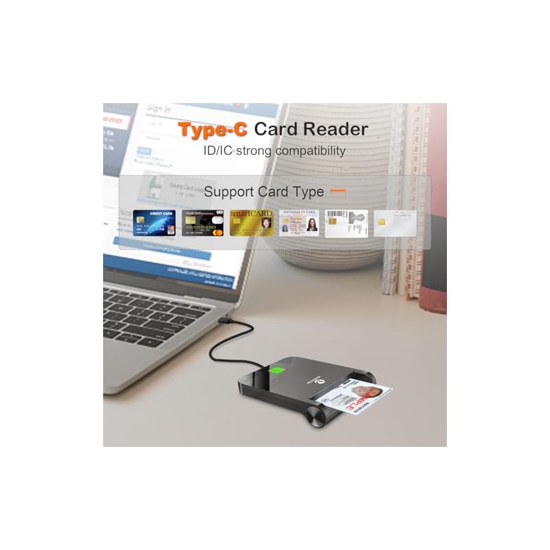 ZOWEETEK CAC Reader USB C, lector de tarjetas CAC militar,