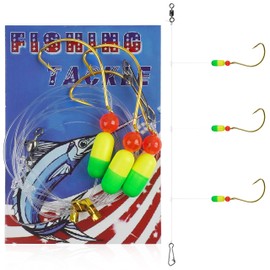 5 Pack Pompano Rigs Sea Fishing Rigs Saltwater Pompano Rigs for Surf Fishing Snell Floats Fishing Beads Circle Hooks Fishing Swivel Snaps Fishing Bait Rigs(yellow&green)