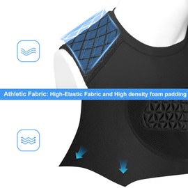 Youth Baseball Chest Protector, Padded Compression Shirt, Support Softball Football Rugby Lacrosse Heart Sternum Guard (Black,L)