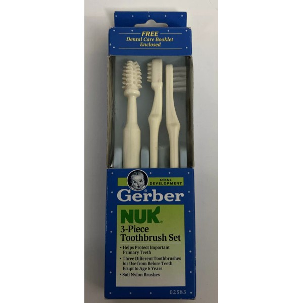 Gerber Vintage 1991 Gerber Nuk 3-piece Toothbrush Set Infant Child