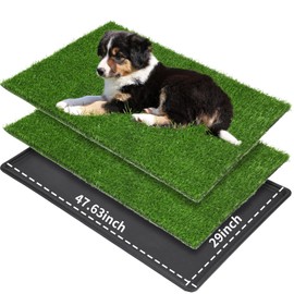 LOOBANI Dog Grass Pad with Tray Large, Indoor Dog Potties for Apartment and Patio Training, with 2 Packs Loobani Dog Grass Pee Pads for Replacement