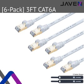 JAVEX CAT7/CAT7A RJ45 [S/STP, 10GB] Cable de conexión Ethernet de Red [OFC, Fluke-Pass] – UL Listed, Color Blanco, Blanco, 3FTx6