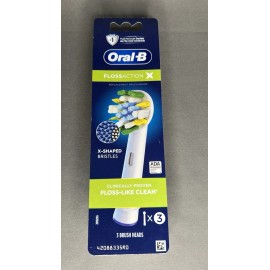 Oral-B Floss Action Replacement White Toothbrush Heads Pack of 2 Heads NEW
