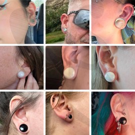 ZS 1 Pair Single Flare Plugs for Ears, 6 g - 9/16 Inch Ear Plugs and Tunnel Glass for Women Men Transparent Stretcher Expander Ear Gauges, Glass, No gemstone