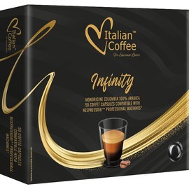 Italian Coffee for Espresso Lovers pods compatible with PRO Professional Nespresso machines Zenius, Gemini And Momento Pre 2022 models (50 Count (Pack of 1), Infinity PRO)