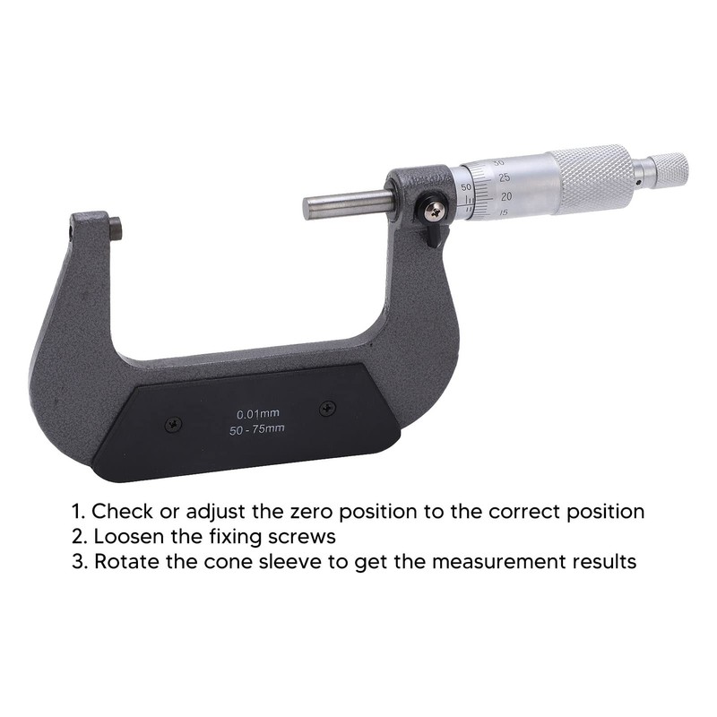 Outside Micrometer 50-75 mm Range Micrometer 0.01 mm Resolution Micrometer