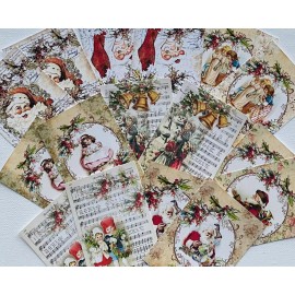 Christmas Cards Tags For Junk Journals, Planners, Scrapbooking, Set of 16, #CC22