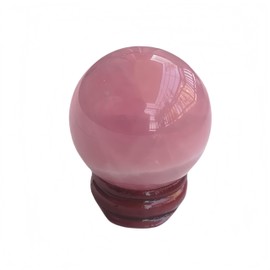 Sunshcat Natural Rose Quartz 4cm Healing Crystal Divination Sphere Figurine Gemstone Ball,with Wooden Stand Feng Shui Chakra Aura Home Sculpture Desk Decor Decorative Collection