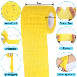 Treela 36 Pcs Self Adherent Bandage Wrap Breathable Cohesive Bandage Elastic Adhesive Tape for Stretch Athletic Sports Wrist Ankle (Colorful,2" X 5 Yard)