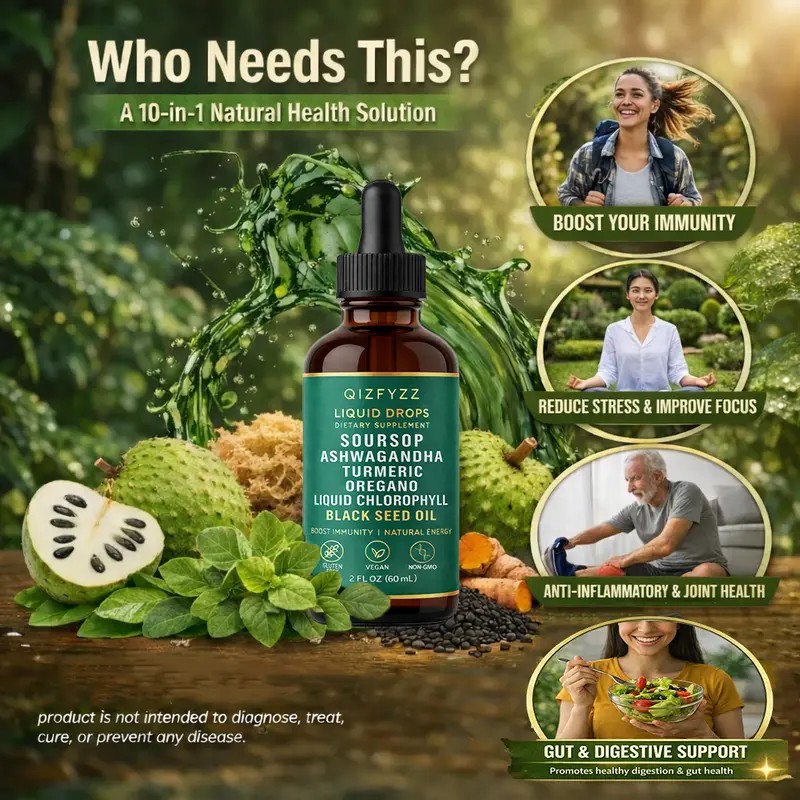 Soursop 8500mg Gummies & Herbal Drops Combo, 20-in-1 Whole-Body Support,