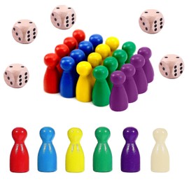 Wooden Checkers,60 Pcs Wood Spare Marbles in 5 Bright Colors Chessman Wooden Educational Toy Natural Wood Checker Board Game for Tabletop Markers Chess Pieces Flight Chess and Other Gaming Accessories