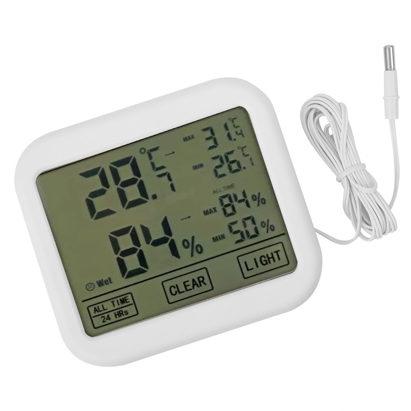 OWE034 4in Digital LCD Thermohygrometer Touch Screen Temperature Humidity Meter