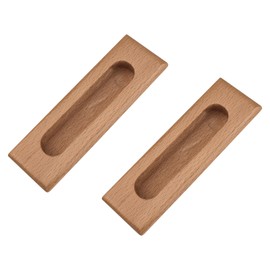 MOROBOR 2PCS Rectangular Wood Recessed Concealed Handle, Embedded Design Sliding Door Handles Cabinet Pulls Flush Closet Door Pull for Sliding Barn Bypass Doors Wardrobe Drawer Knobs