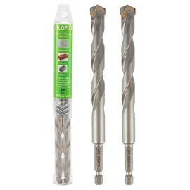 HLOFIZI 1/2" x 6" Masonry Drill Bits 1/2 inch Concrete Hammer Drill Bits, for Cement, Brick, Stone, Block, Stucco Wall, 2 Pack, Hex Shank