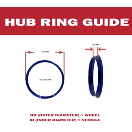 Wheel Accessories Parts Set of 4 Hub Centric Ring 73mm OD to 70.3mm Hub ID, Metal (Wheel Hub Ring, 4 Pack, 73 mm OD to 70.30 mm ID Wheel Centerbore, Metal)