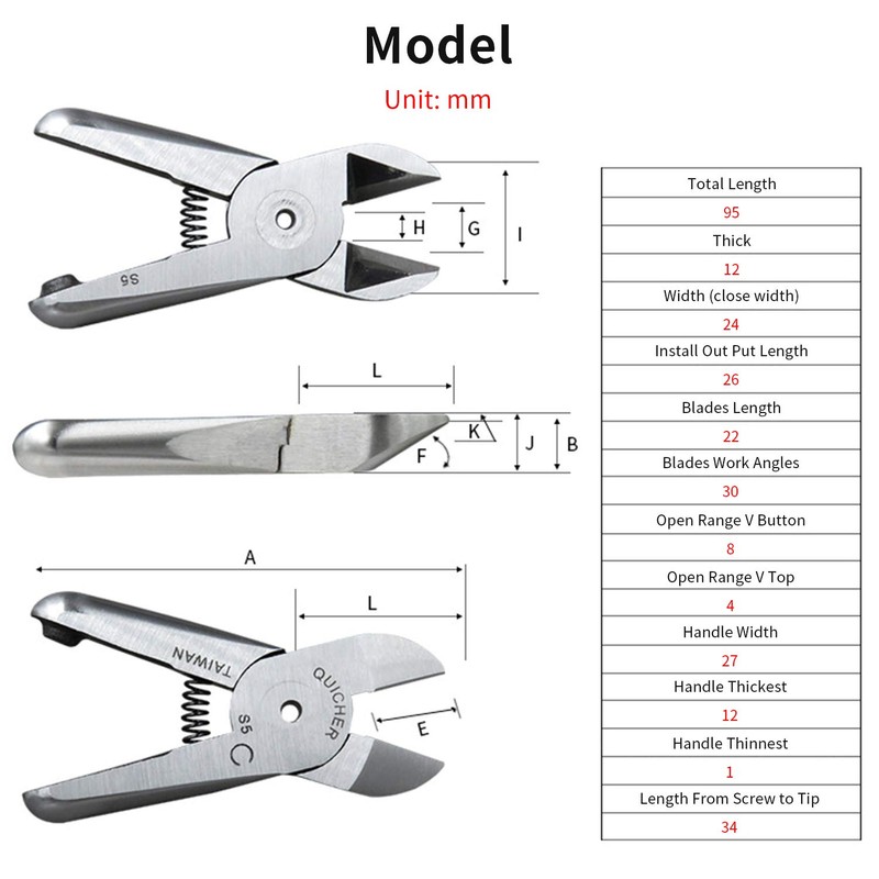 Pneumatic Air Crimping Pliers 2.0mm Iron Wire Shear Clamp Air