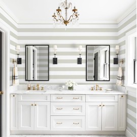 Guvana Brown and White Wallpaper Striped Peel and Stick Wallpaper Removable Contact Paper Self Adhesive Wallpaper 17.7"x118" Modern DIY Contact Paper Waterproof Wallpaper for Bedroom Cabinets Decor