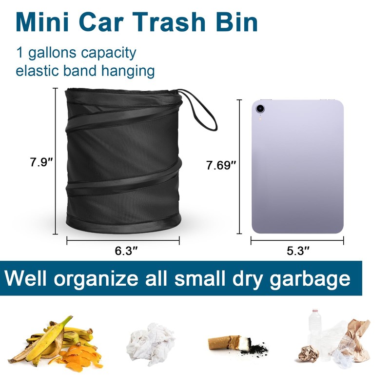 Kincown Car Trash Can, 2 Packs Mini Collapsible Pop-up Car