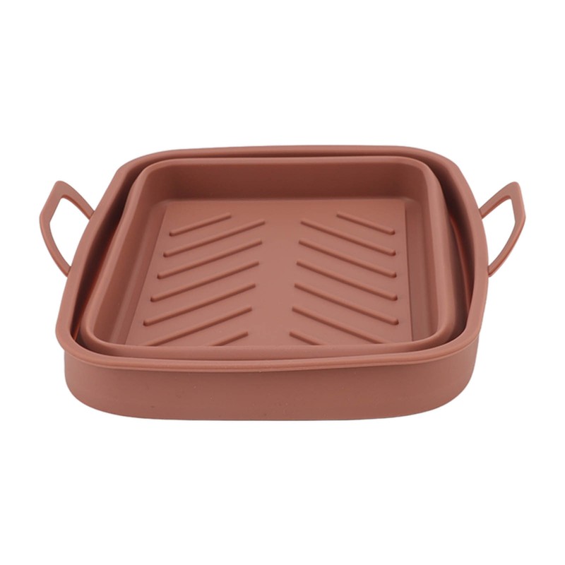 2 Pcs Silicone Air Cooker Pot with Handle Rectangular Fryer