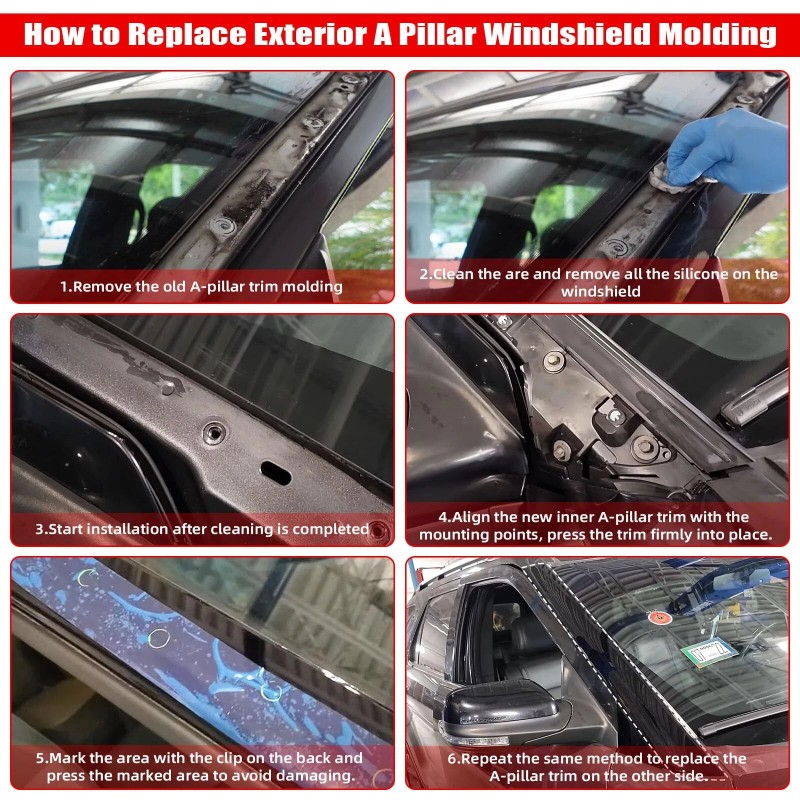 Unbranded 4Pcs Left & Right Side Windshield A Pillar Molding